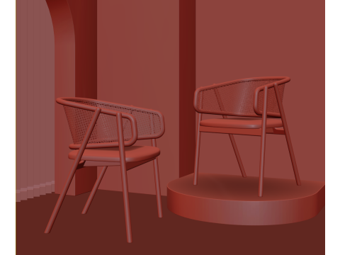 Cane Armchair 029 3D Model