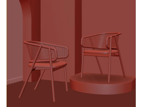 Cane Armchair 029 3D Model