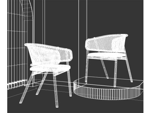 Cane Armchair 029 3D Model