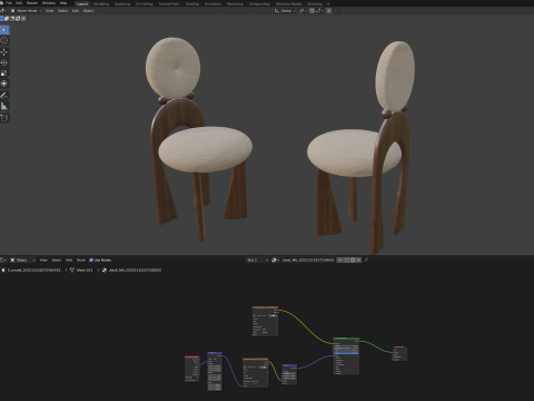 Classical dining chair 042 Model 3D