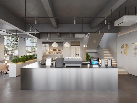 Cafeteria Estilo Industrial 3D 040 Modelo 3D