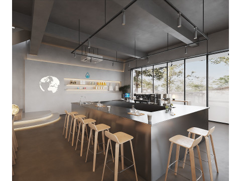 Coffee Shop 3D Industrial Style 040 Modelo 3D