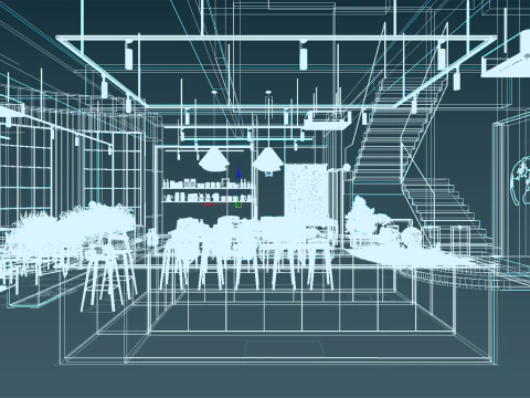 Cafeteria Estilo Industrial 3D 040 Modelo 3D