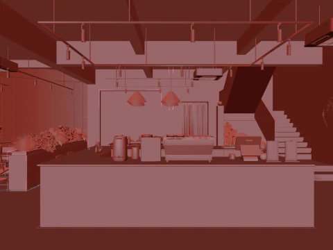 Cafeteria Estilo Industrial 3D 040 Modelo 3D