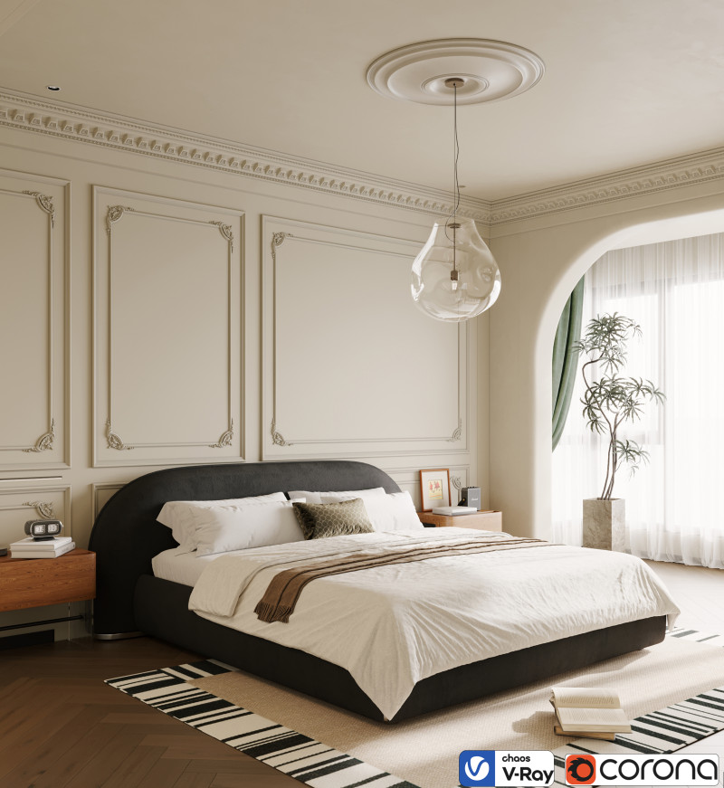 Cozy Bedroom interior scene 004 Modello 3D .c4d .max .obj .3ds .fbx .stl .blend