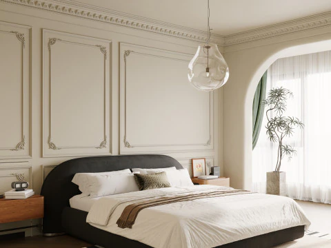 आरामदायक शयनकक्ष आंतरिक दृश्य 004 3D मॉडल