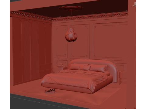 Cozy Bedroom interior scene 004 Modello 3D