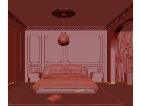 Cozy Bedroom interior scene 004 Modello 3D