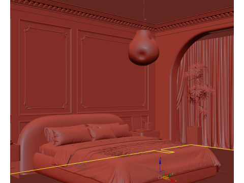 Cozy Bedroom interior scene 004 Modello 3D