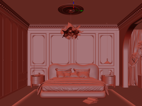 Cozy Bedroom interior scene 006 3D-Modell