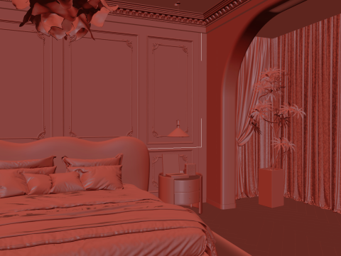 Cozy Bedroom interior scene 006 3D-Modell