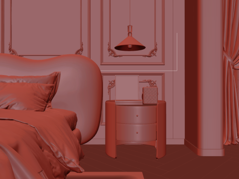 Cozy Bedroom interior scene 006 3D-Modell