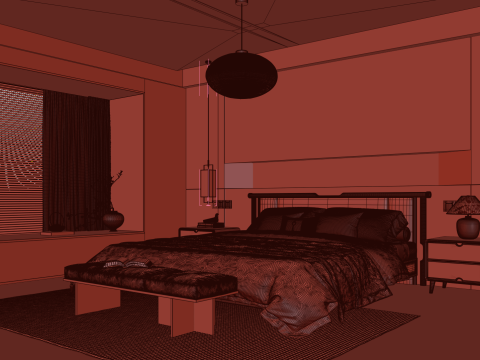 Cozy Bedroom interior scene 007 3Dモデル