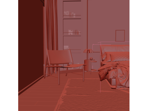 Cozy Bedroom interior scene 018 3D-Modell