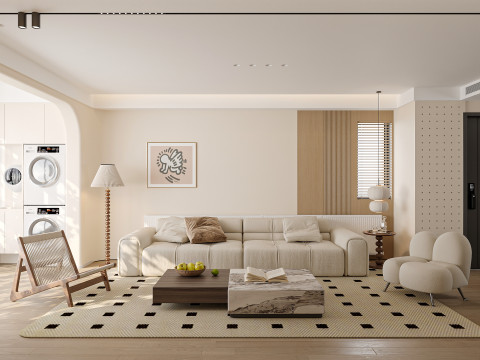 Cream Japandi Style Interior 083 Modèle 3D
