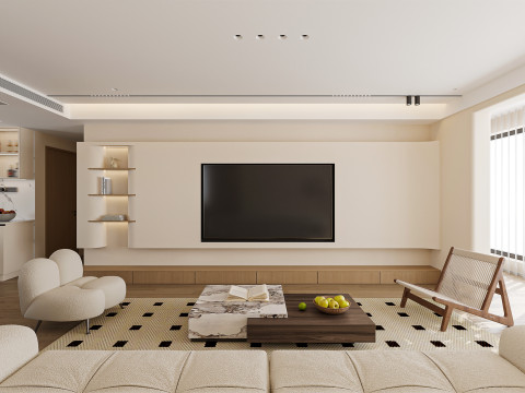 Cream Japandi Style Interior 083 Modelo 3D