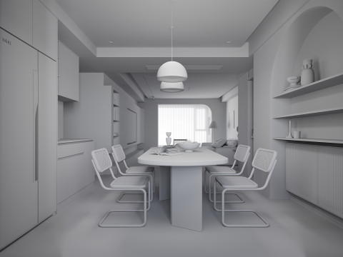 Cream Japandi Style Interior 083 Modelo 3D