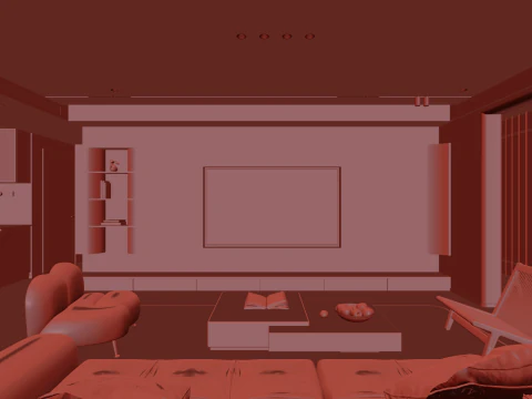 Cream Japandi Style Interior 083 3D Model