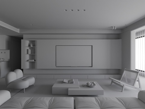 Cream Japandi Style Interior 083 Modelo 3D