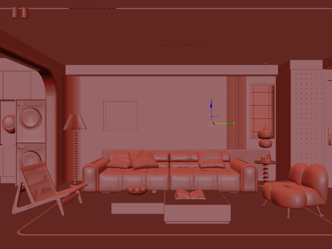 Cream Japandi Style Interior 083 Modelo 3D