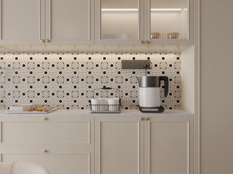 Cream Modern Kitchen and Dining Area 15 Model 3D
