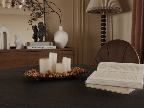 French Vintage Dining Room Interior 014 Model 3D