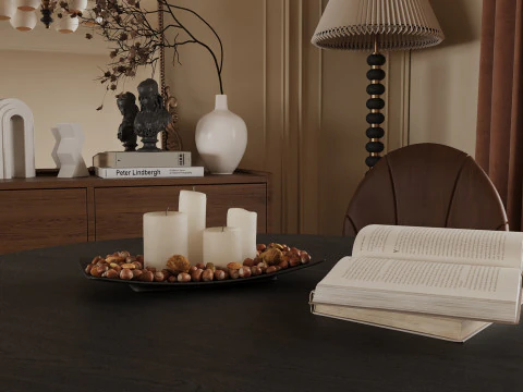 फ़्रेंच विंटेज डाइनिंग रूम इंटीरियर 014 3D मॉडल