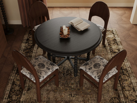 French Vintage Dining Room Interior 014 Model 3D