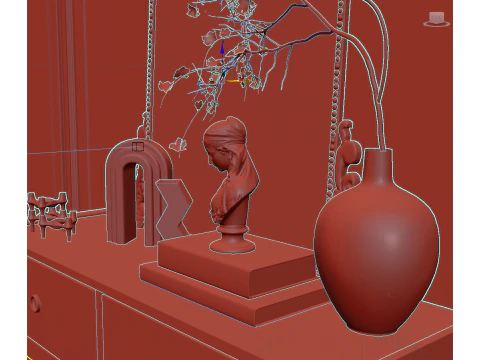 फ़्रेंच विंटेज डाइनिंग रूम इंटीरियर 014 3D मॉडल