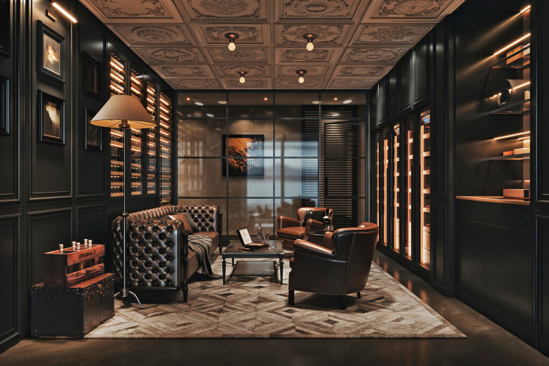 Gentlemen Cigar Lounge Interior Scene 011 3D Model .c4d .max .obj .3ds .fbx .stl .blend