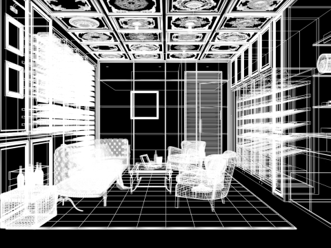 Gentlemen Cigar Lounge Interior Scene 011 3D Model