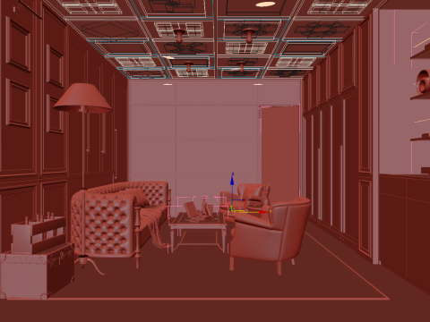 Gentlemen Cigar Lounge Interior Scene 011 3D Model