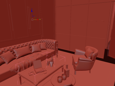 Gentlemen Cigar Lounge Interior Scene 011 3D Model