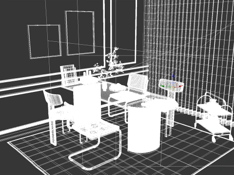 Sala de jantar Japandi Natural com m&oacute;veis de madeira clara 17 Modelo 3D