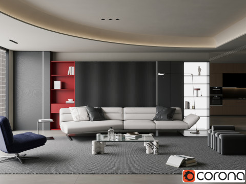 Livingroom interior scene 003 3D-Modell