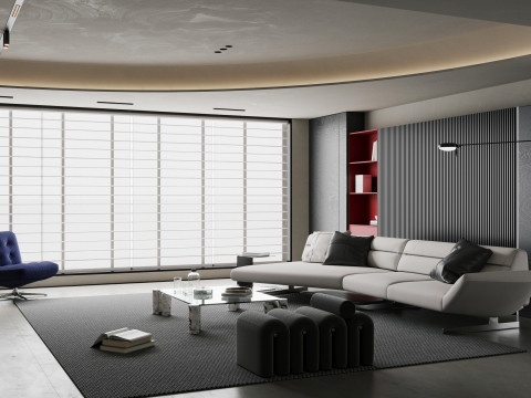 Livingroom interior scene 003 3D Model