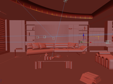 Livingroom interior scene 003 3D Model