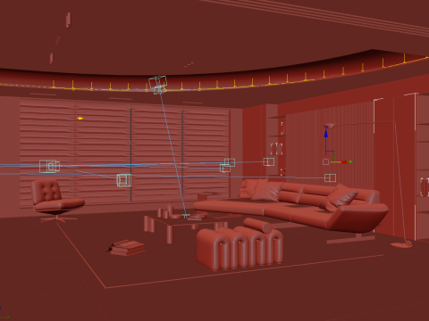 Livingroom interior scene 003 3D Model