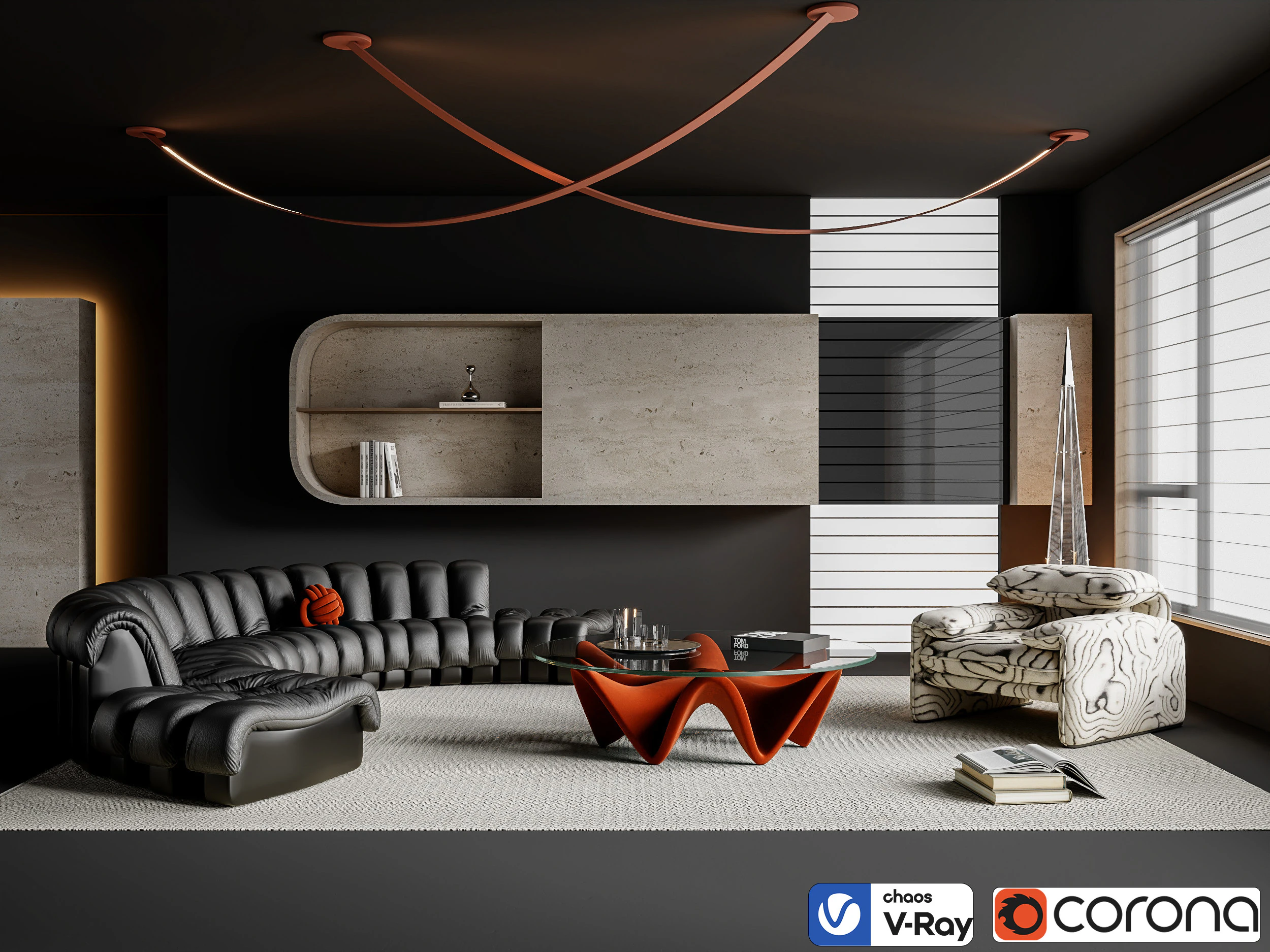 Livingroom interior scene 005 3D Model .c4d .max .obj .3ds .fbx .stl .blend 