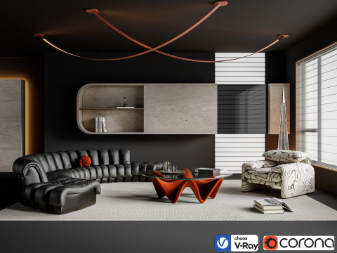 Livingroom interior scene 005 3D-Modell