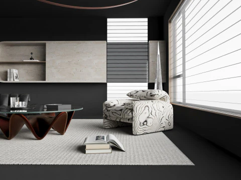 Livingroom interior scene 005 3D Model