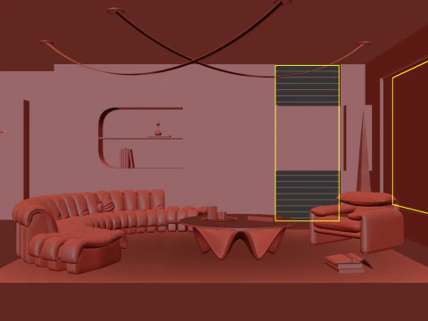 Livingroom interior scene 005 3D Model