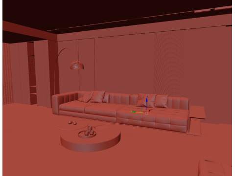 Livingroom interior scene 009 3D Model