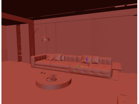Livingroom interior scene 009 3D Model