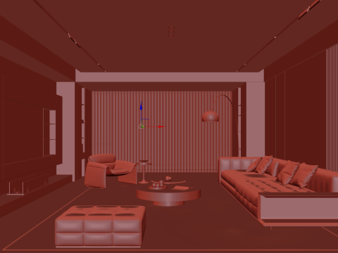 Livingroom interior scene 009 3D Model