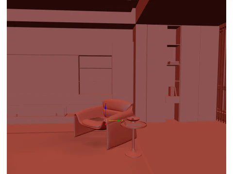 Livingroom interior scene 009 3D Model