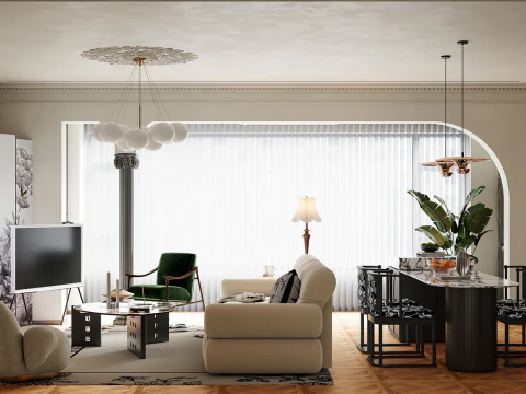 Livingroom interior scene 010 3D Model
