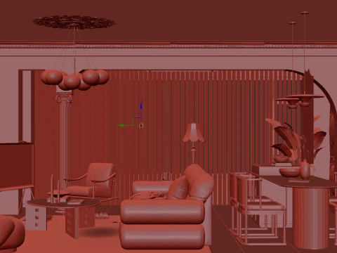 Livingroom interior scene 010 3D Model