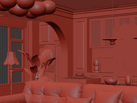 Livingroom interior scene 010 3D Model