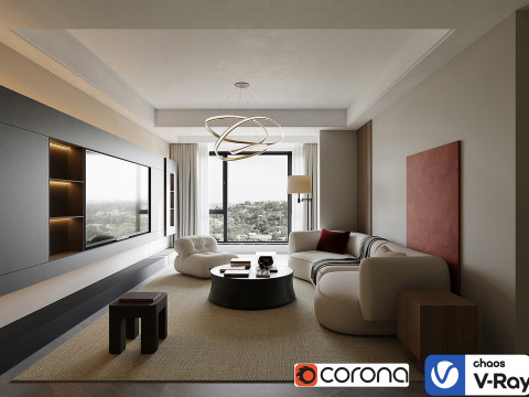 Livingroom interior scene 011 3D-Modell